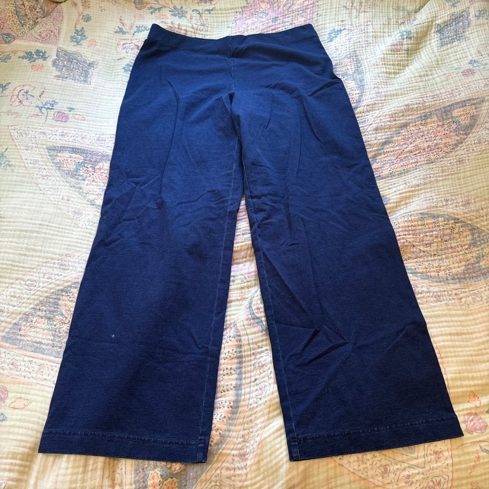 NWT J.Jill Pure Jill Indigo Knit Wide Leg Pull On Pants Navy Blue Medium